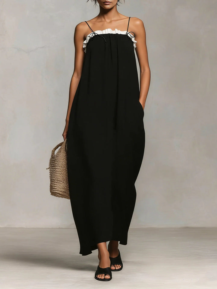 Mirelle™ | Maxi Dress with Color Blocks and Spaghetti Straps
