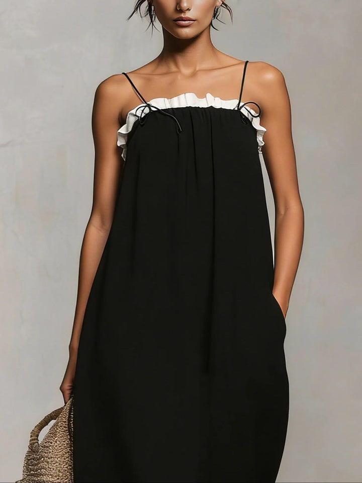 Mirelle™ | Maxi Dress with Color Blocks and Spaghetti Straps