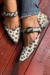 POINTED BALLET FLATS WITH LEOPARD PRINT STRAPS