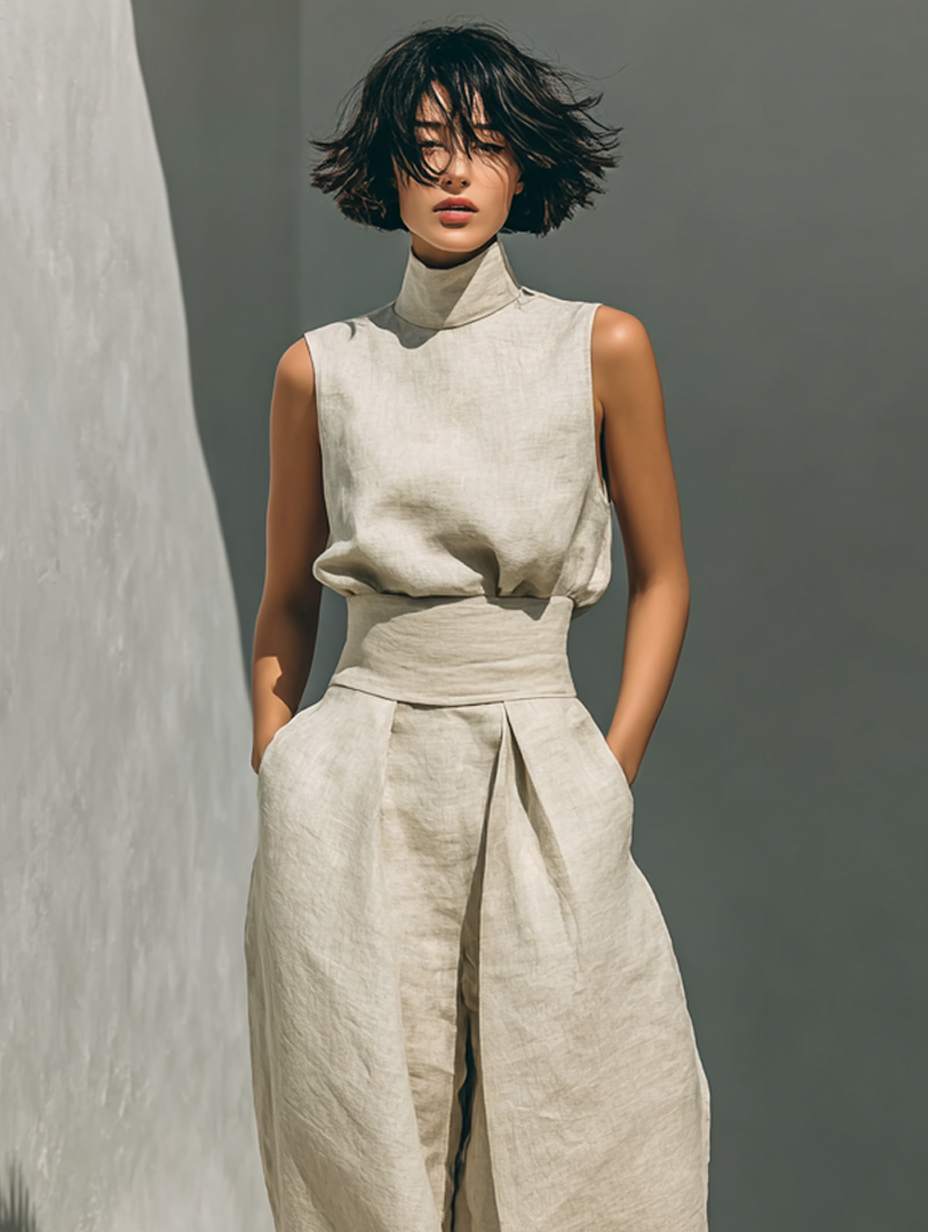 Maria™ | Complete set with tank top and wide cotton and linen pants
