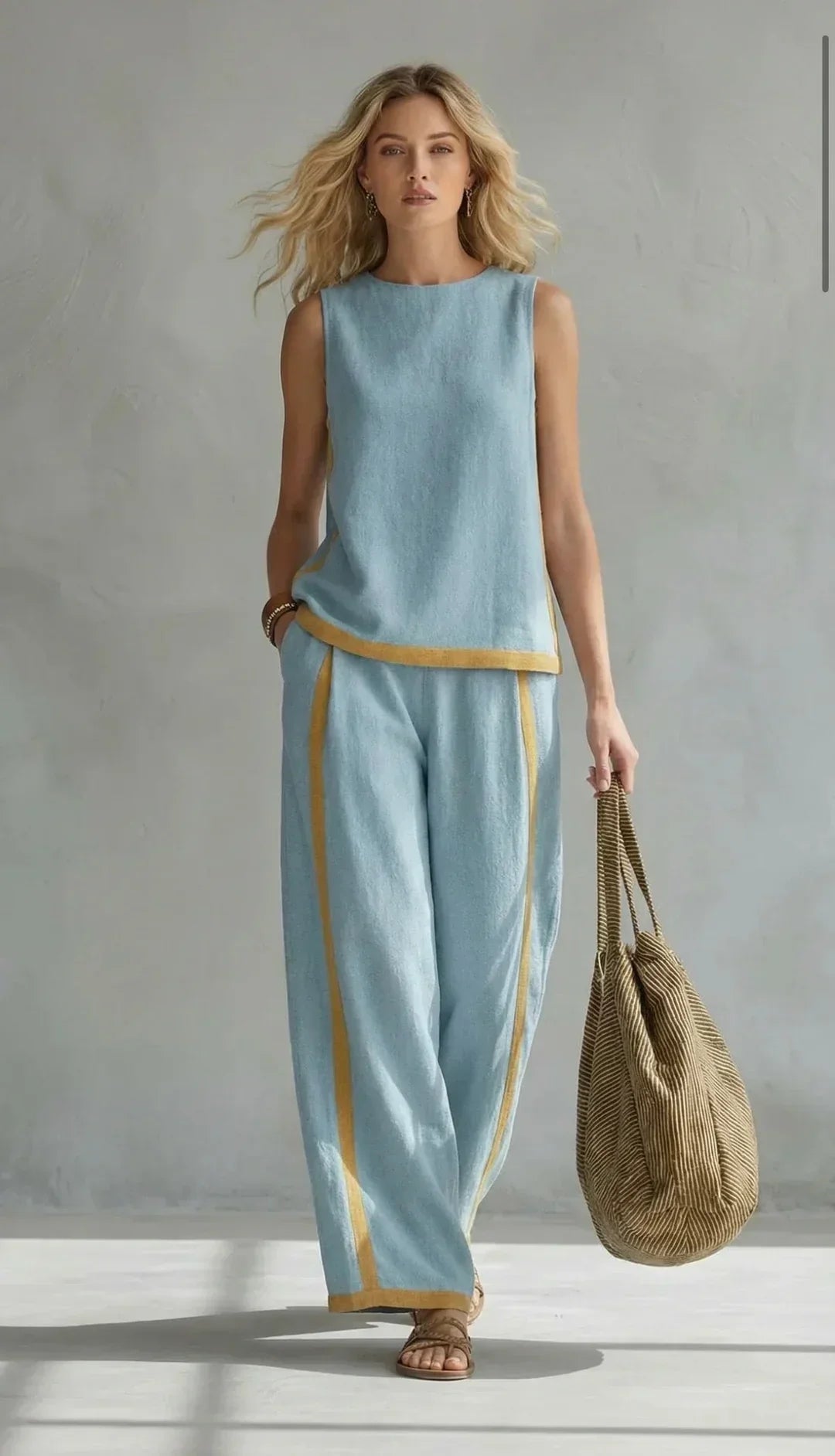 Ursula - Elegant and Casual Set of Vest and Pants with Bicolor Finishes