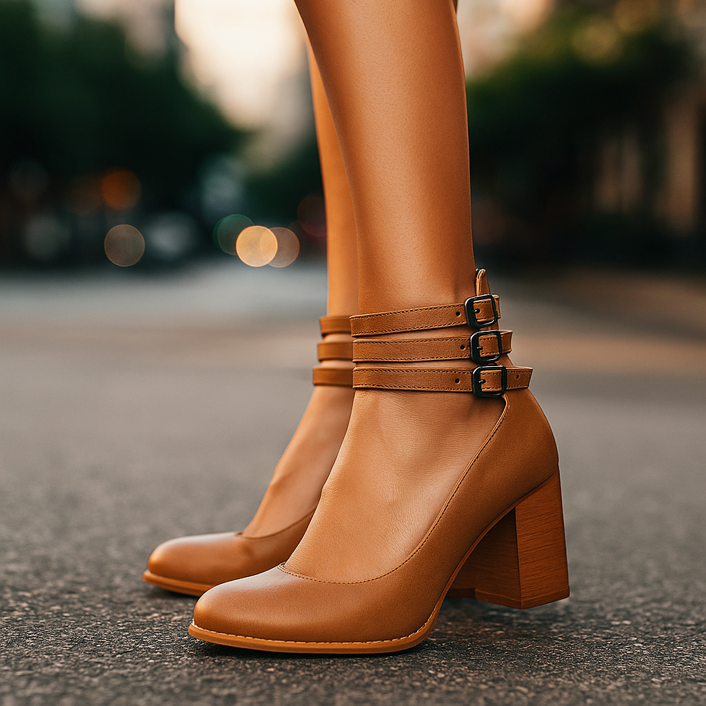 Aurelia Strap Leather Heels