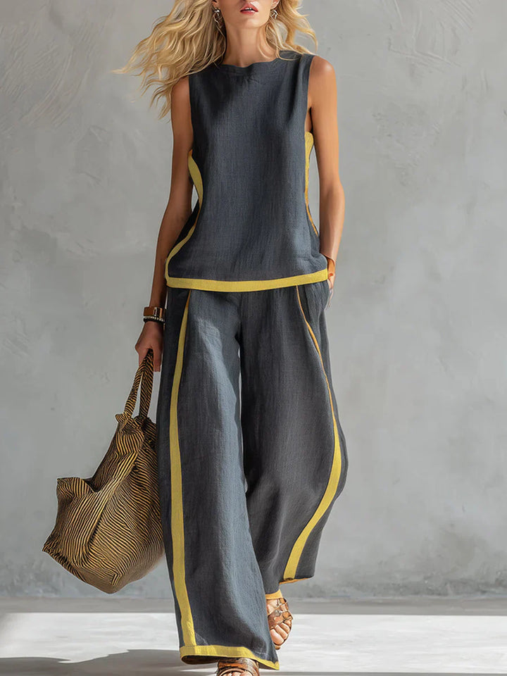 Ursula - Elegant and Casual Set of Vest and Pants with Bicolor Finishes