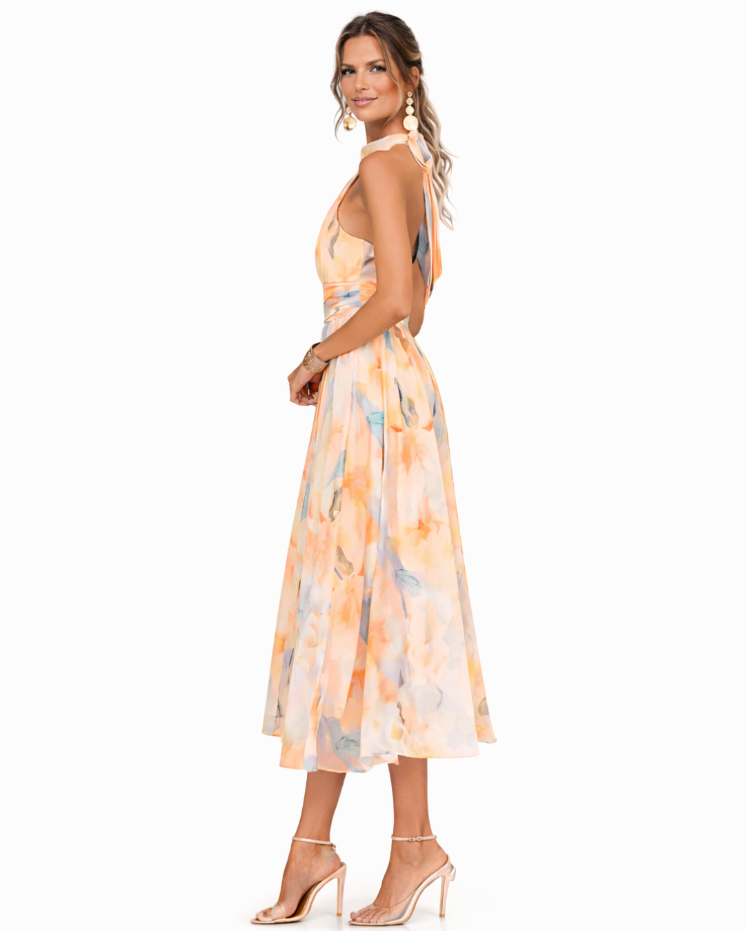 Aurora™ | Halter Neck Dress with Watercolor Print
