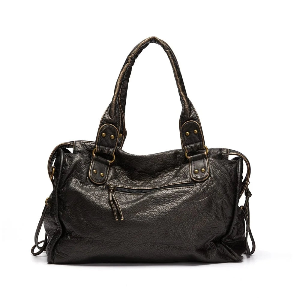 Elegant vintage leather black handbag