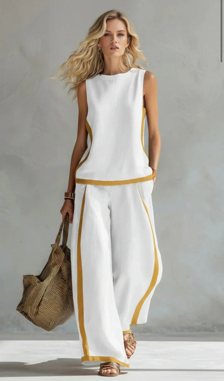 Ursula - Elegant and Casual Set of Vest and Pants with Bicolor Finishes