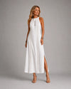 Jimena | Relaxed Embroidered Mandarin Collar Midi Dress