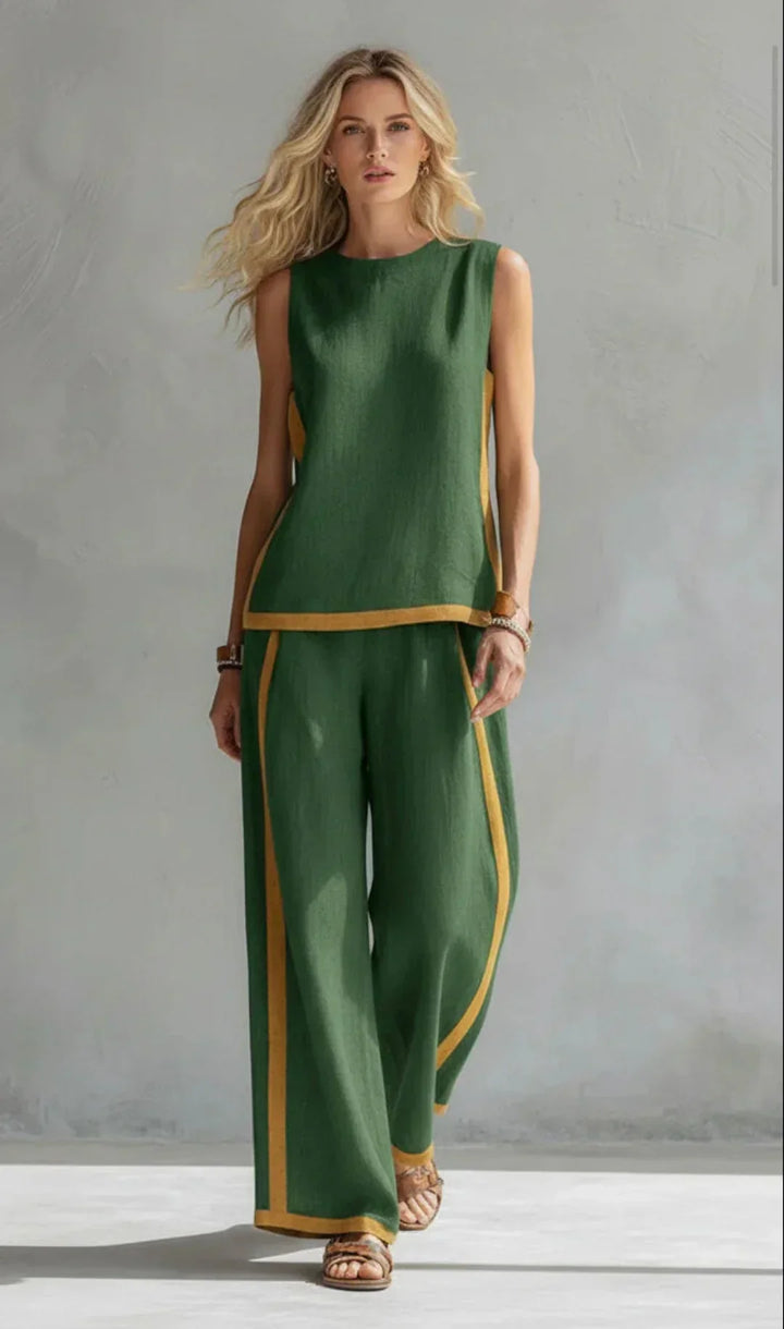 Ursula - Elegant and Casual Set of Vest and Pants with Bicolor Finishes
