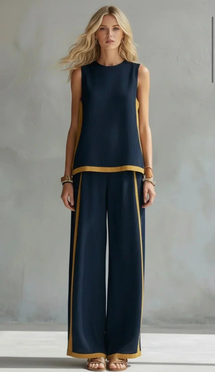 Ursula - Elegant and Casual Set of Vest and Pants with Bicolor Finishes
