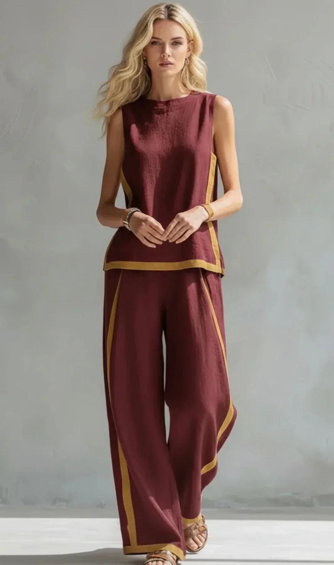 Ursula - Elegant and Casual Set of Vest and Pants with Bicolor Finishes