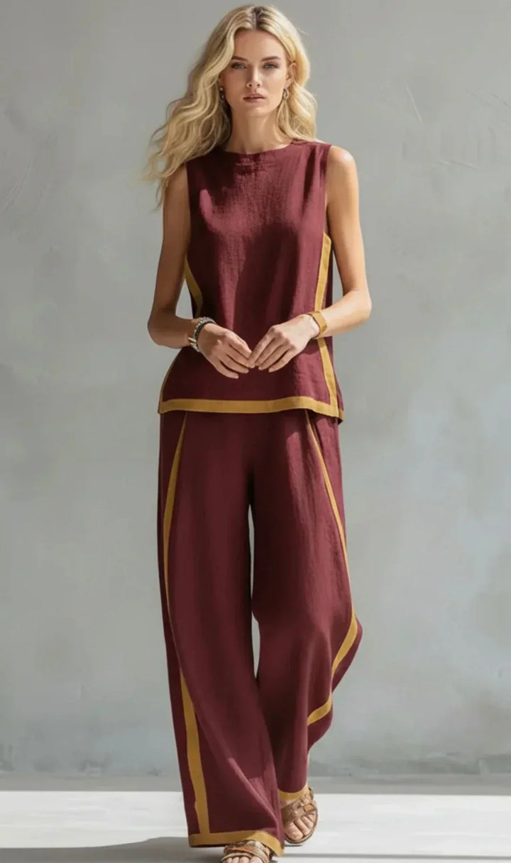 Ursula - Elegant and Casual Set of Vest and Pants with Bicolor Finishes