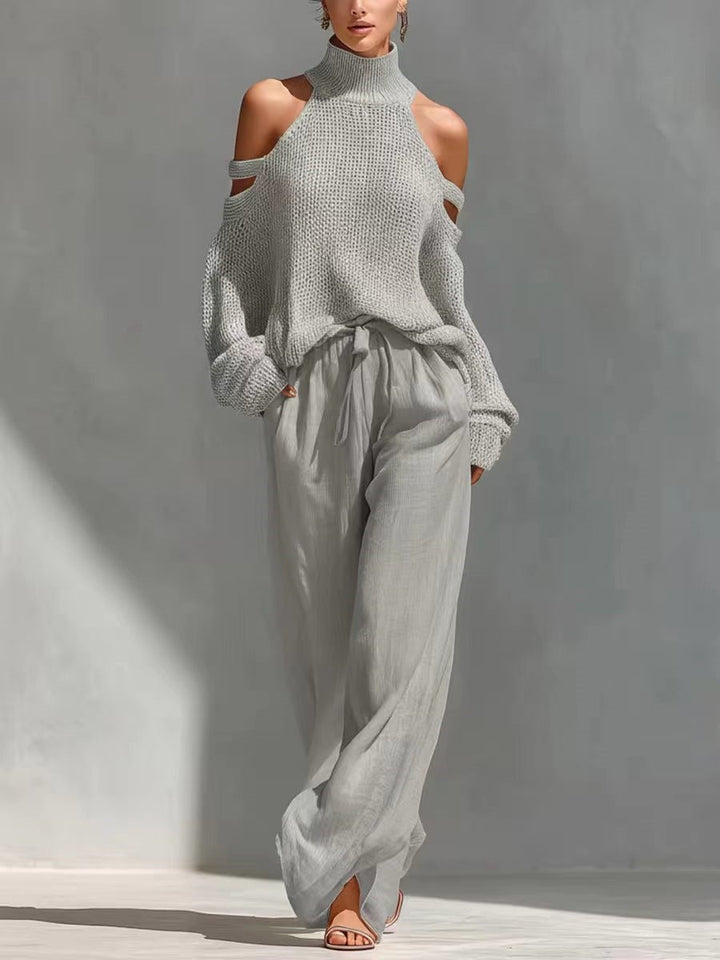 Fashionable Knit and Linen Set