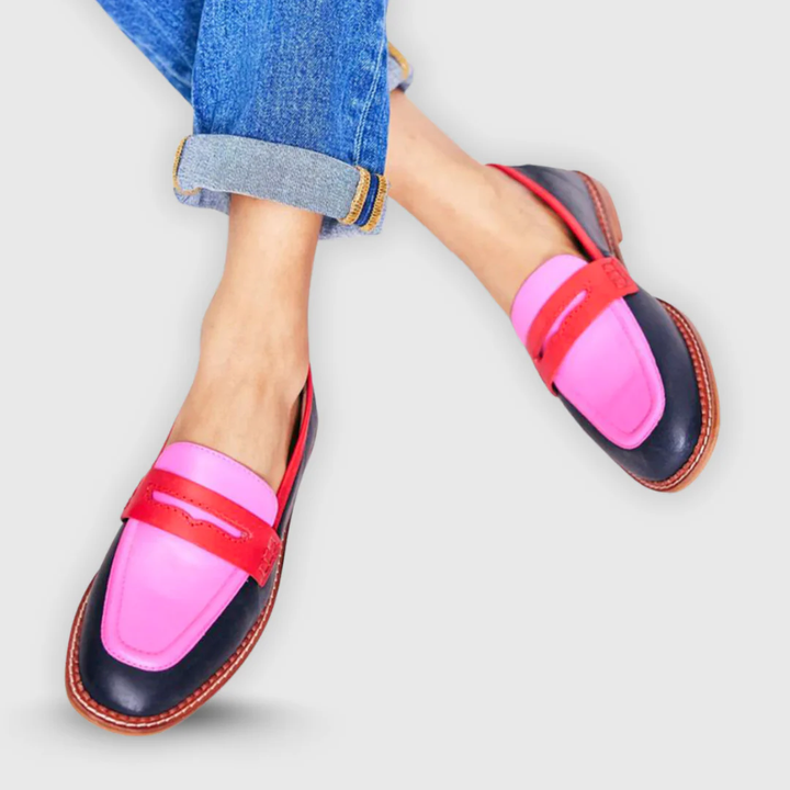 Lunessa | Black loafers with colorful accents