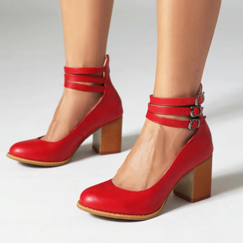 Aurelia Strap Leather Heels