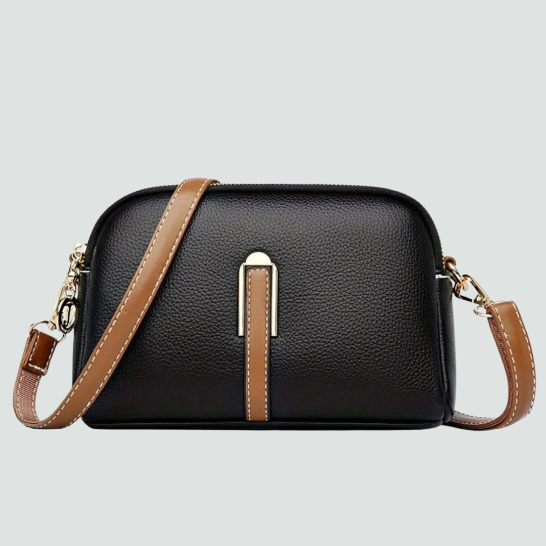 Mila Litchi Crossbody Bag with Embossed Print