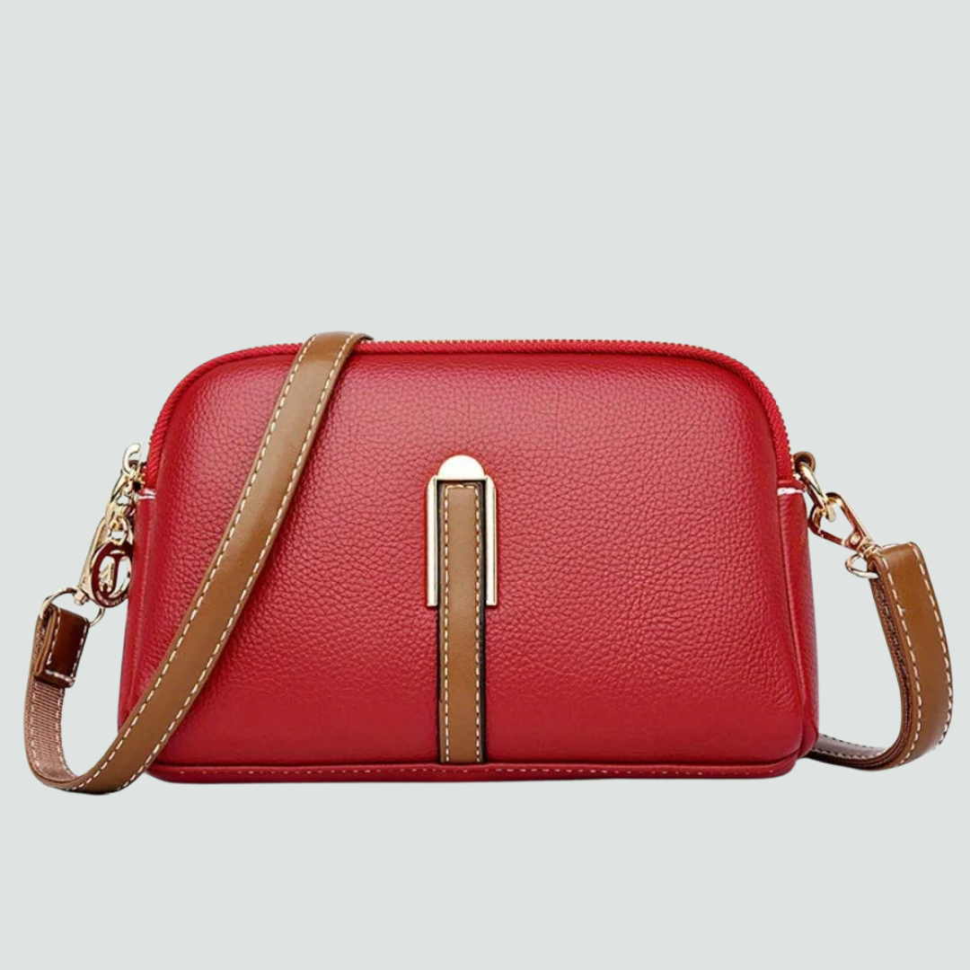 Mila Litchi Crossbody Bag with Embossed Print