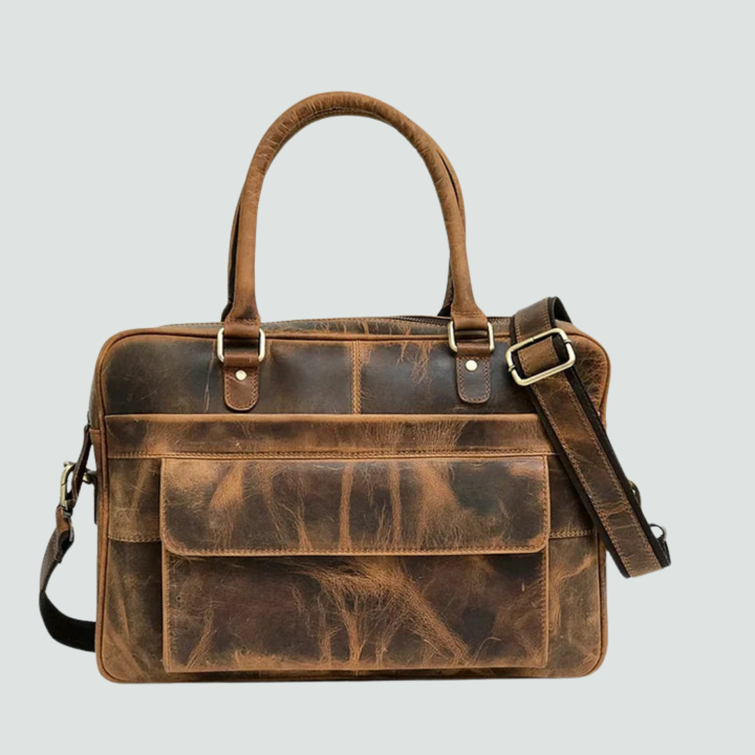 Hunter Brown Leather Laptop Bag