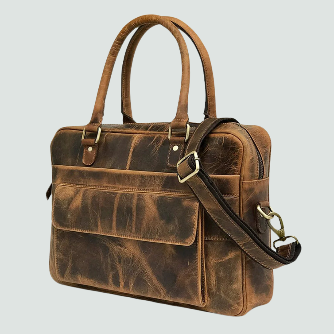 Hunter Brown Leather Laptop Bag