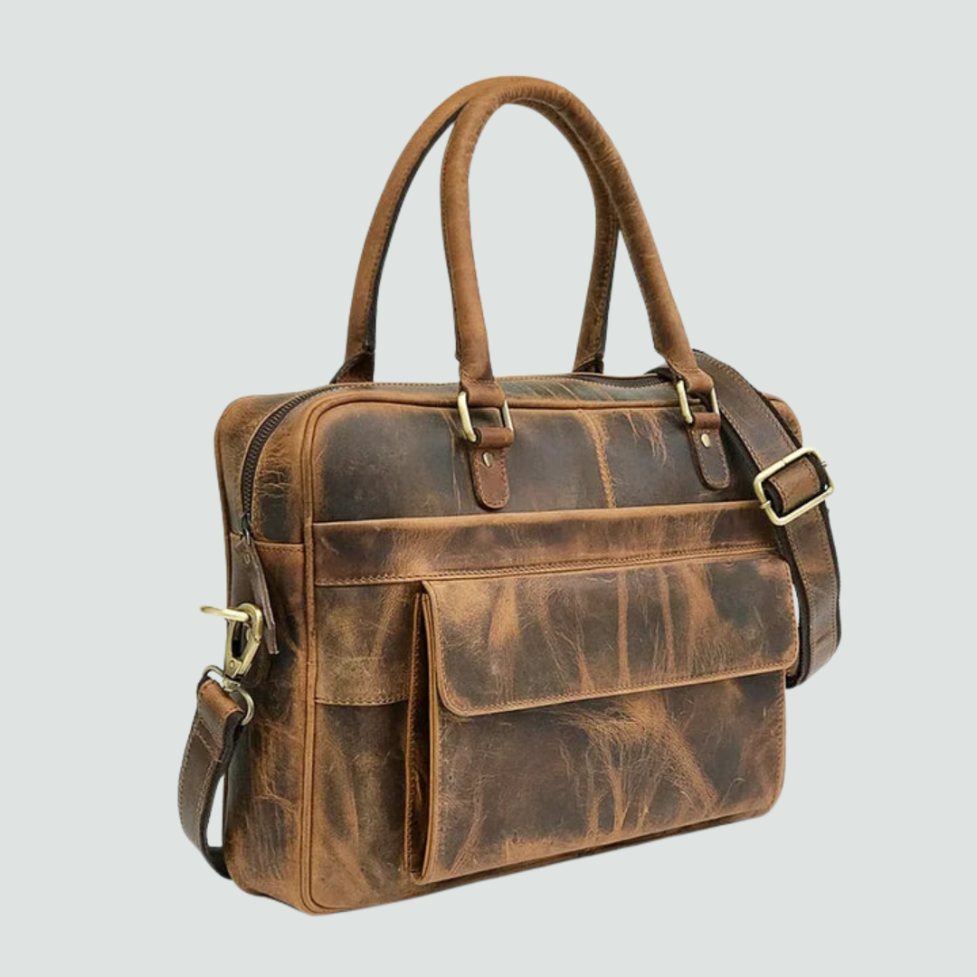 Hunter Brown Leather Laptop Bag