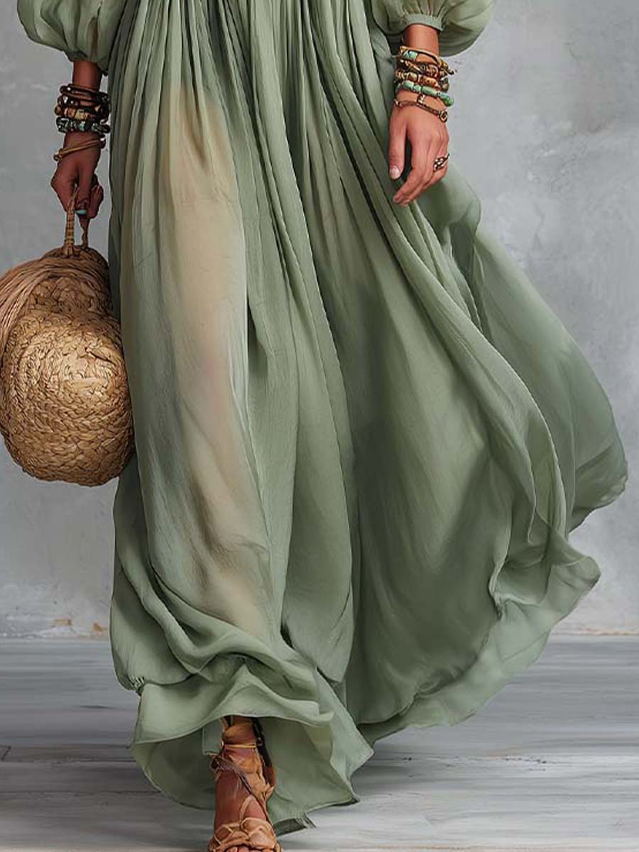 Élodine™ | Bohemian Maxi Dress with Floral Print
