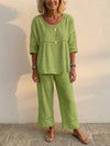 Marielle | Soft Linen Two-Piece Set with Lace Detail