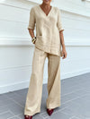 Susana | Two-Piece Set with Short Sleeve Top and Straight Pants