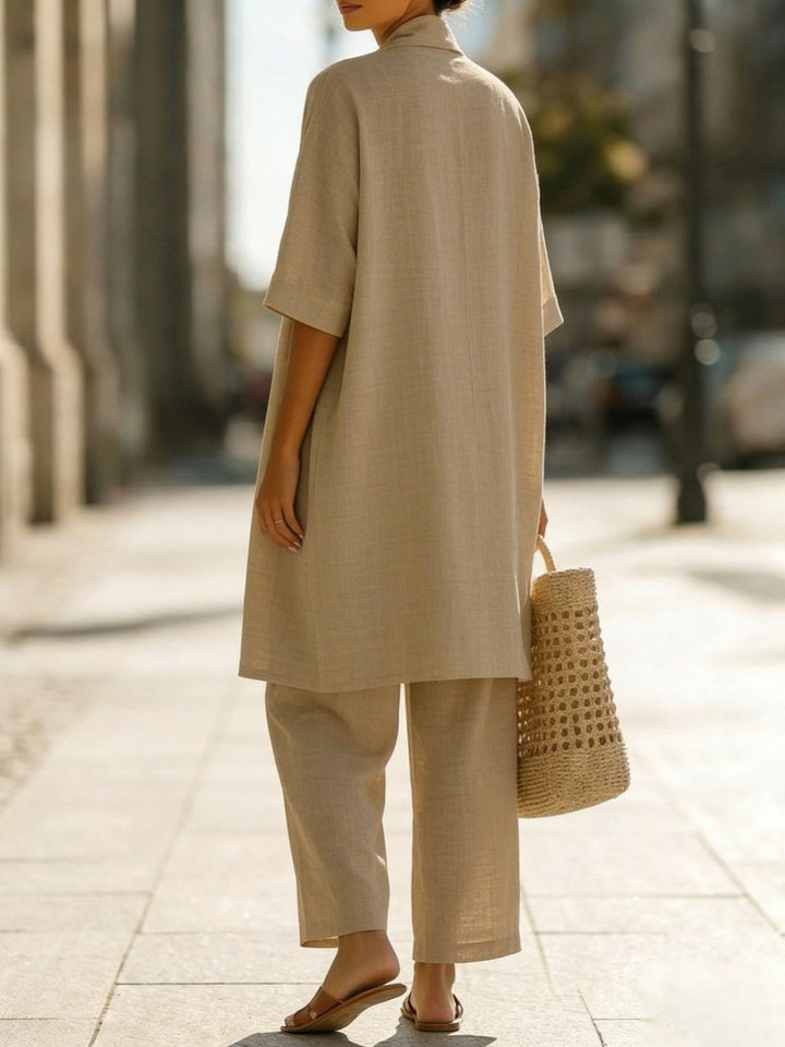 Elena | Minimalist Cotton and Linen Three-Piece Set