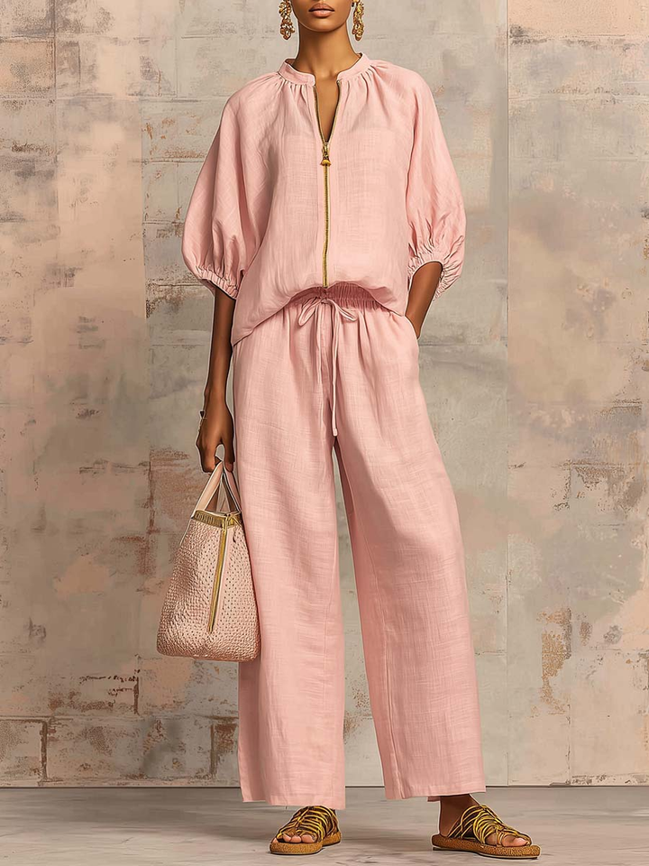 Léonie | Elegant Two-Piece Cotton and Linen Set