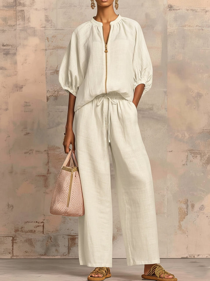 Léonie | Elegant Two-Piece Cotton and Linen Set