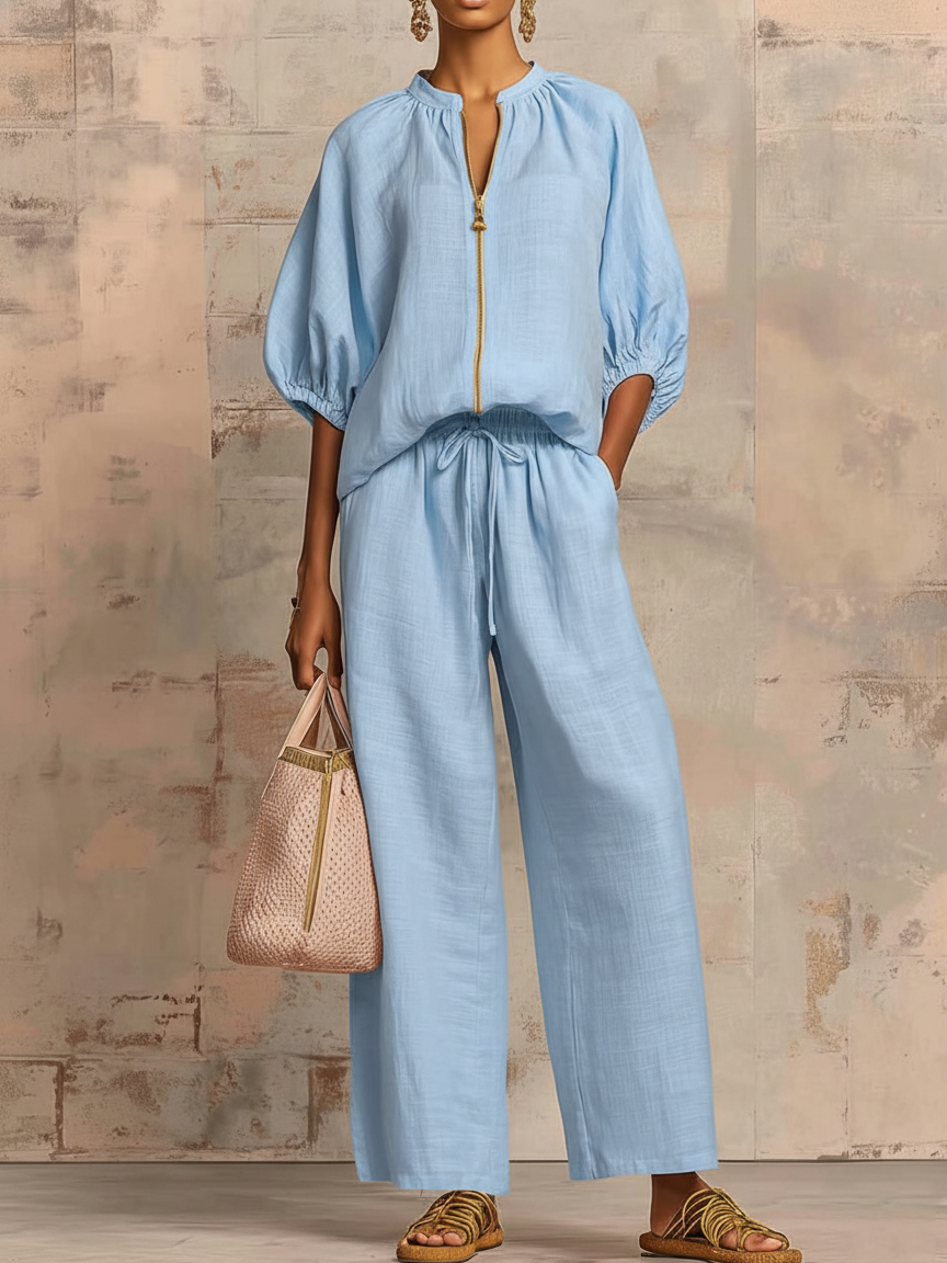 Léonie | Elegant Two-Piece Cotton and Linen Set