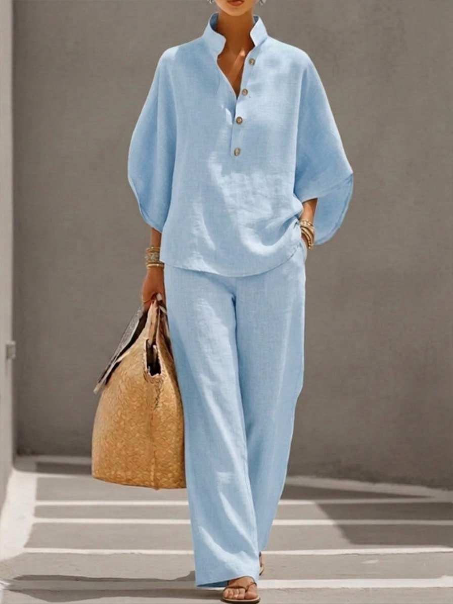 Mariel | Batwing Sleeve Set with Wide Pants