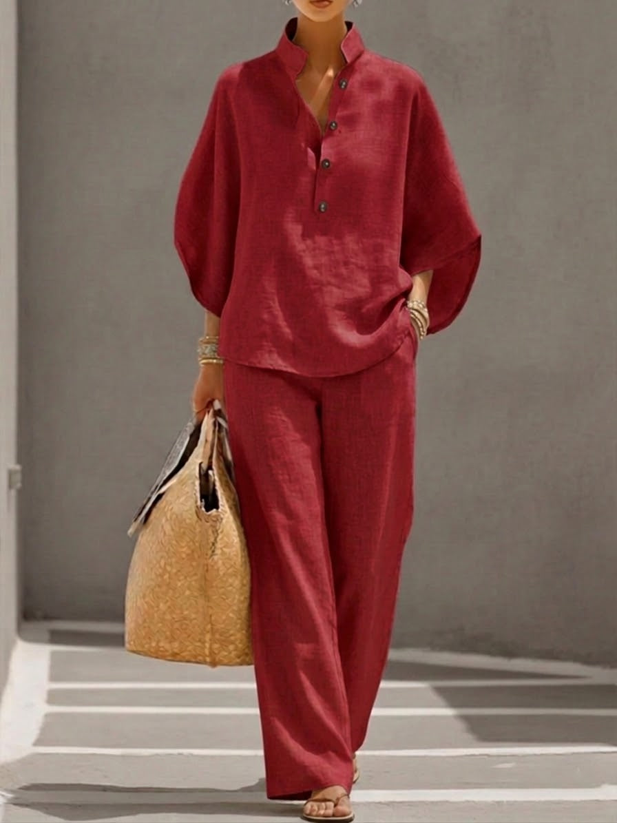 Mariel | Batwing Sleeve Set with Wide Pants