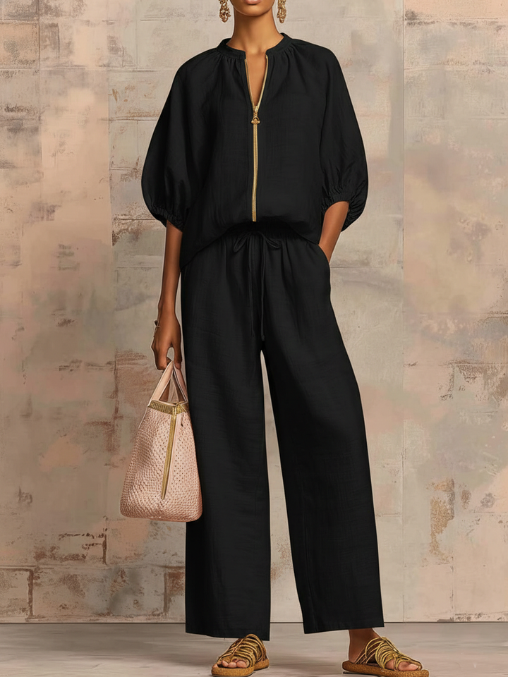 Léonie | Elegant Two-Piece Cotton and Linen Set