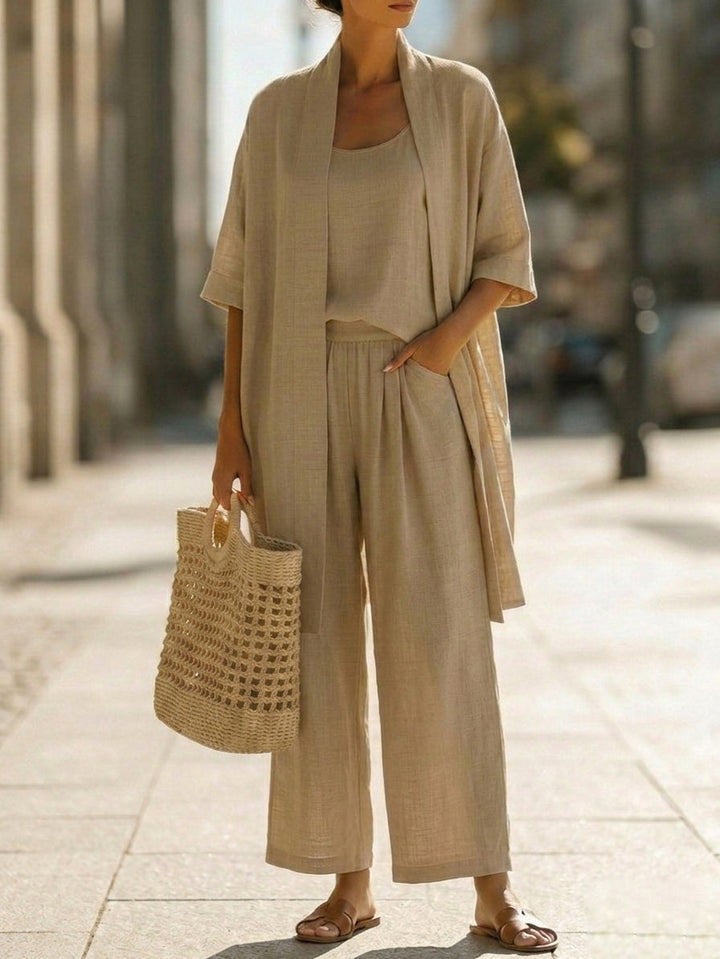 Elena | Minimalist Cotton and Linen Three-Piece Set