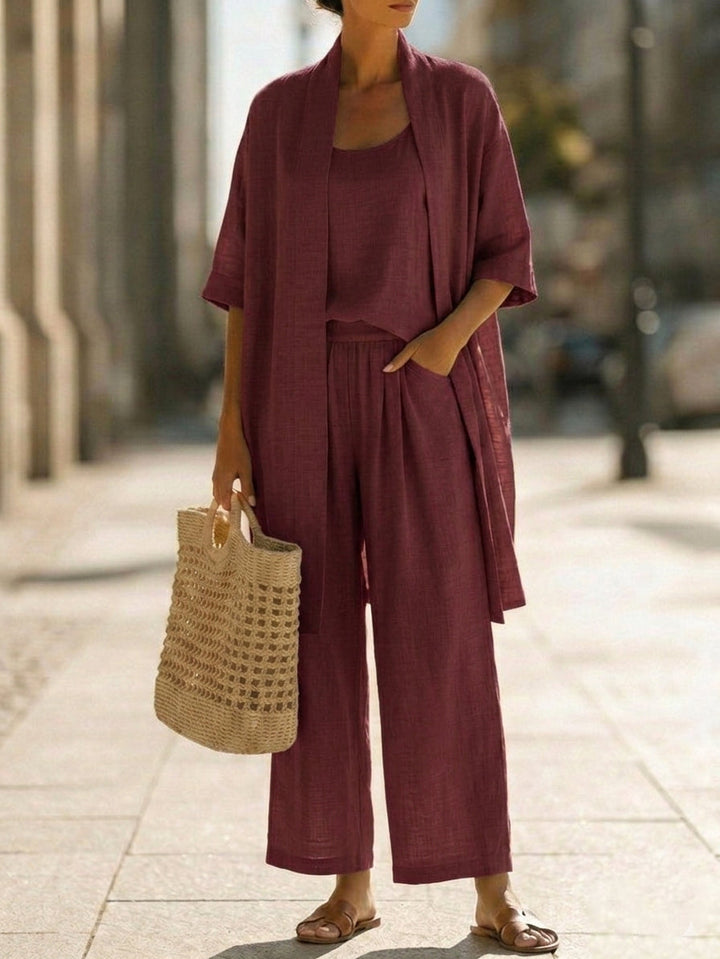Elena | Minimalist Cotton and Linen Three-Piece Set