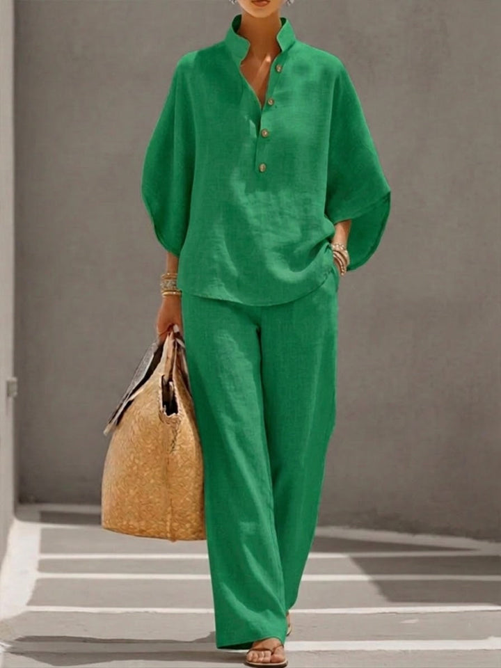 Mariel | Batwing Sleeve Set with Wide Pants