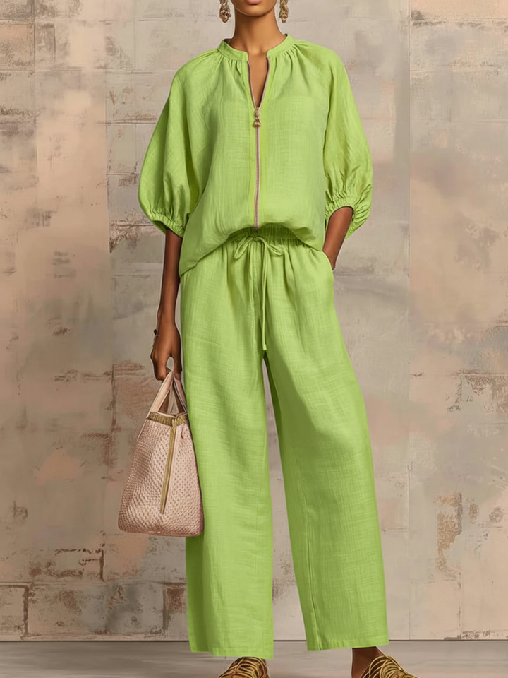 Léonie | Elegant Two-Piece Cotton and Linen Set